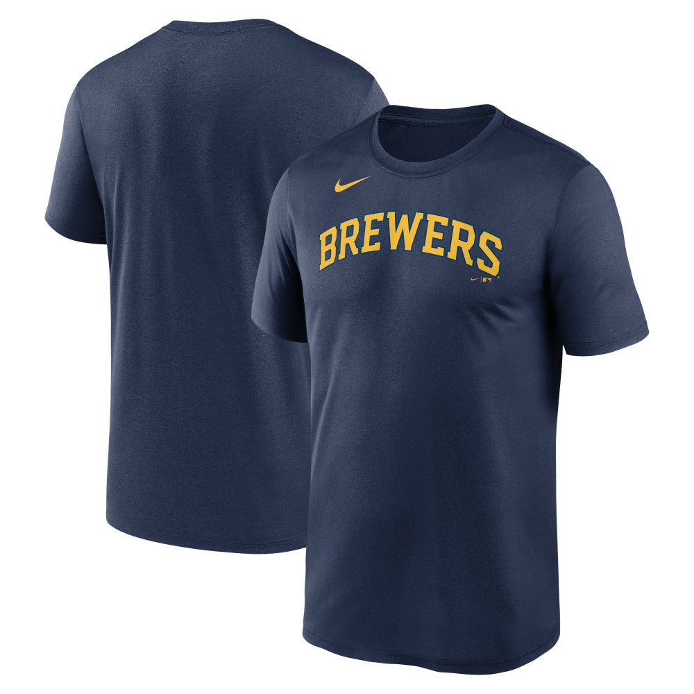 Milwaukee Brewers Nike New Legend Wordmark Dri-FIT T-Shirt - Navy - Nike Online