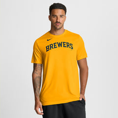 Milwaukee Brewers Nike New Legend Wordmark Dri-FIT T-Shirt - Gold - Nike Discount