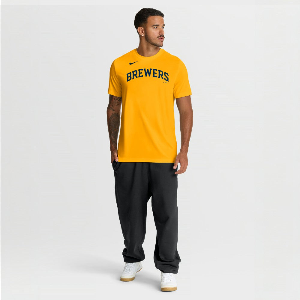 Milwaukee Brewers Nike New Legend Wordmark Dri-FIT T-Shirt - Gold - Nike Discount