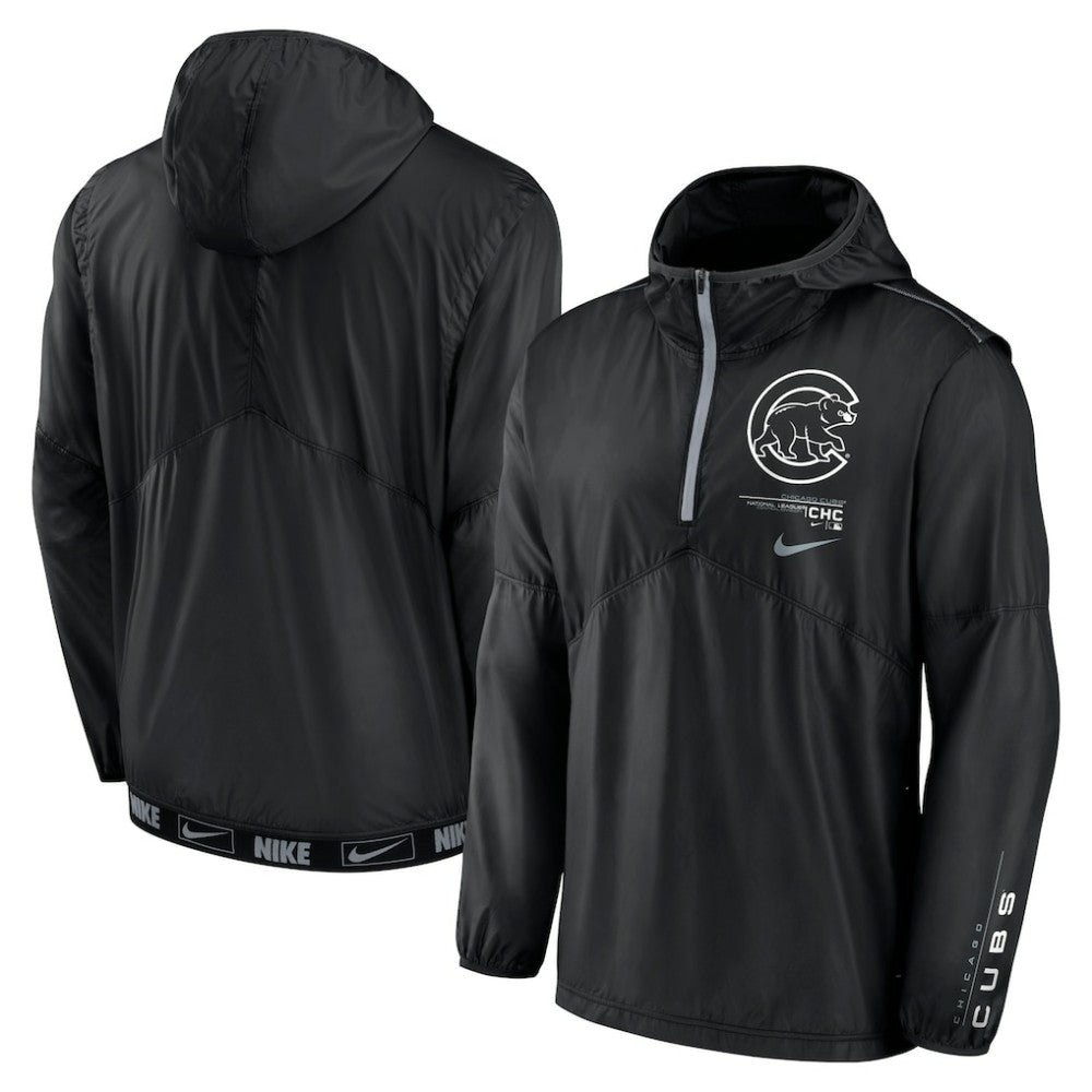 Chicago Cubs Nike Authentic Night Game Performance Half-Zip Windbreaker - Black - Nike Discount