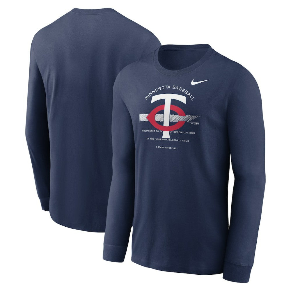 Minnesota Twins Nike Over Arch Performance Long Sleeve T-Shirt - Navy - Nike Lifestyle