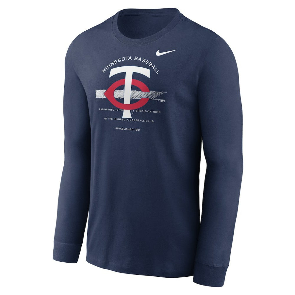 Minnesota Twins Nike Over Arch Performance Long Sleeve T-Shirt - Navy - Nike Lifestyle