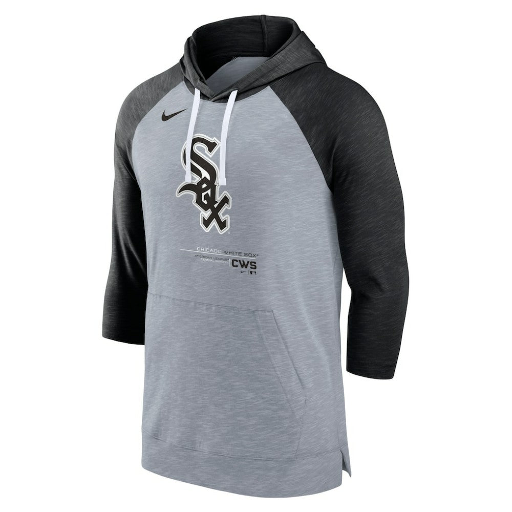 Chicago White Sox Nike Baseball Raglan 3/4-Sleeve Pullover Hoodie - Heather Gray/Heather Black - Nike Discount