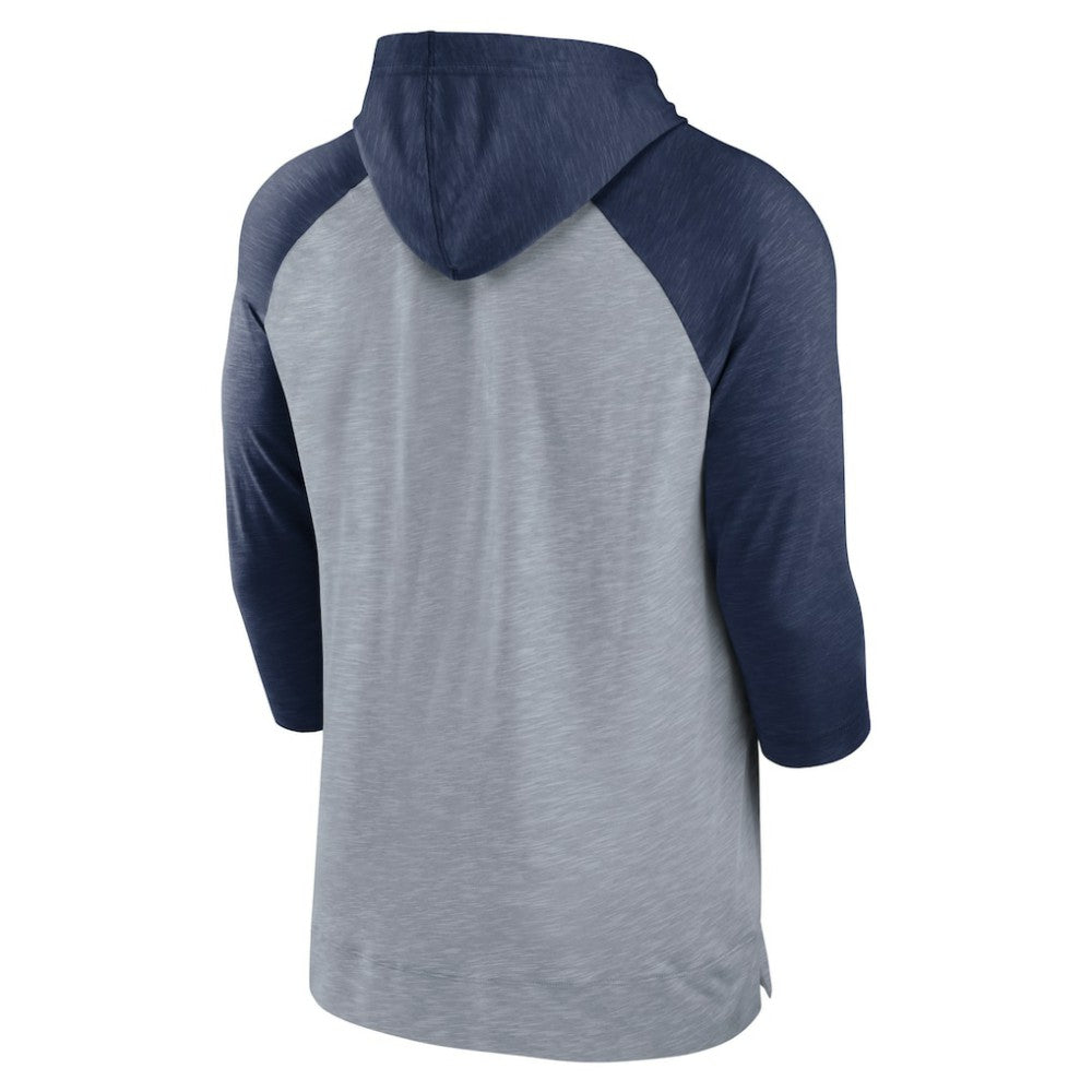 Minnesota Twins Nike Baseball Raglan 3/4-Sleeve Pullover Hoodie - Heather Gray/Heather Navy - Nike Discount