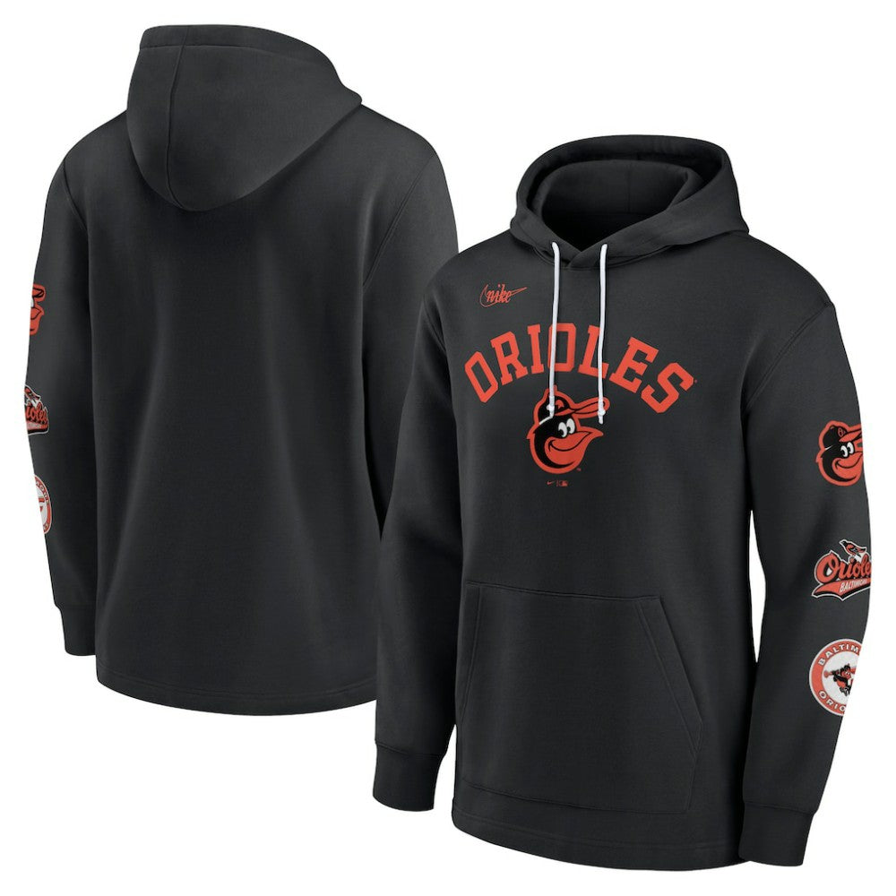 Baltimore Orioles Nike Rewind Lefty Pullover Hoodie - Black - Nike Lifestyle