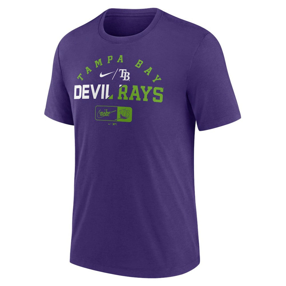 Tampa Bay Rays Nike Rewind Review Slash Tri-Blend T-Shirt - Heather Purple - Nike Discount