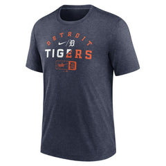 Detroit Tigers Nike Rewind Review Slash Tri-Blend T-Shirt - Heather Navy - Nike Sale