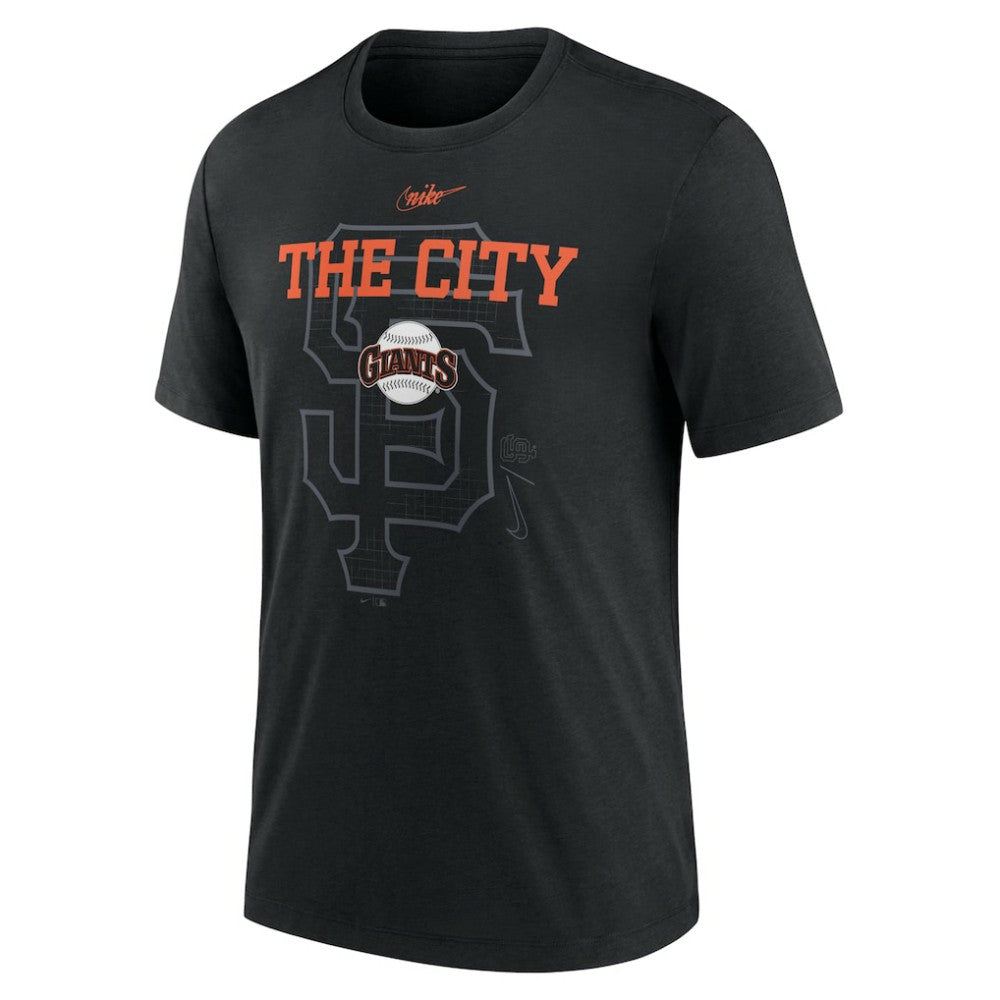 San Francisco Giants Nike Rewind Retro Tri-Blend T-Shirt - Black - Nike Discount