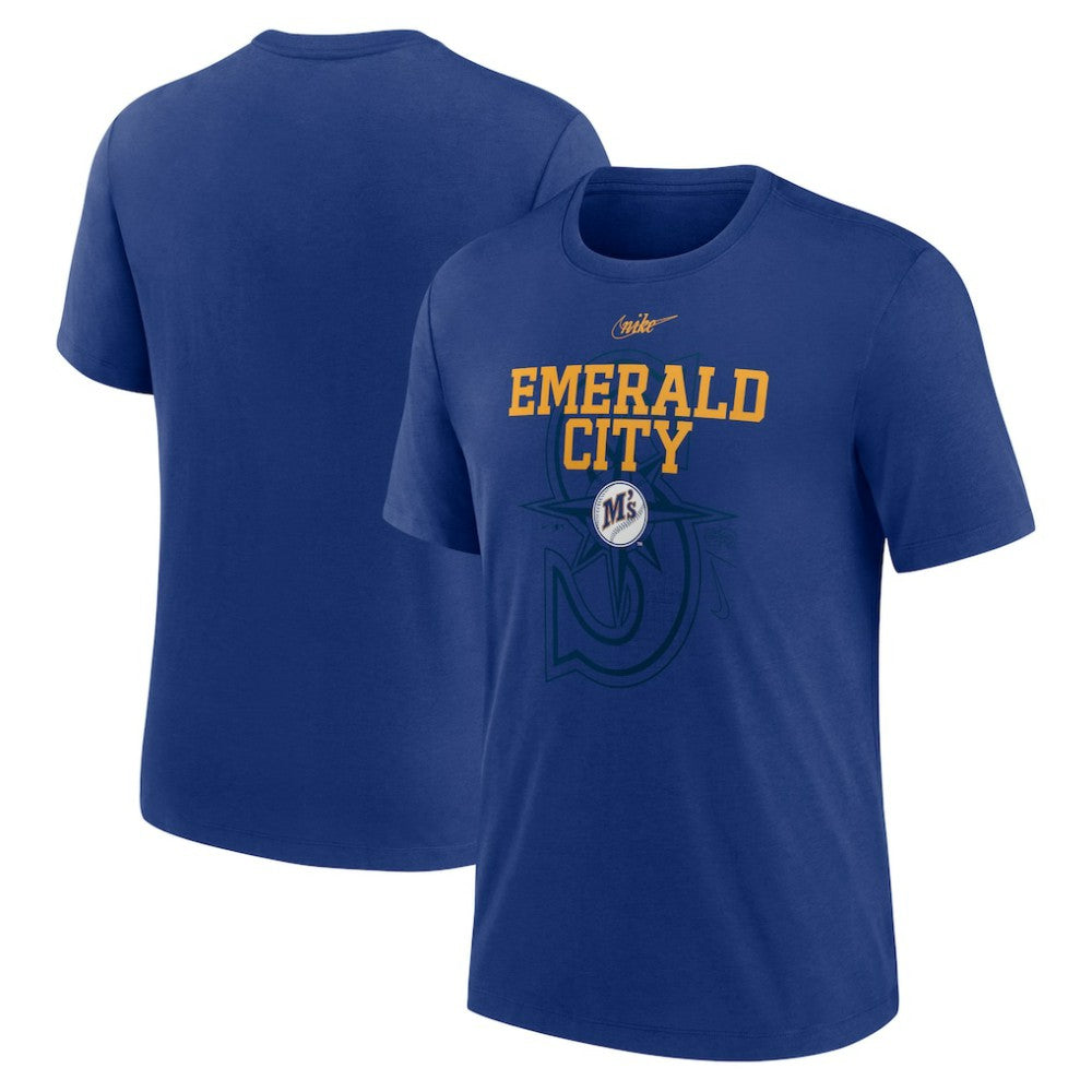 Seattle Mariners Nike Rewind Retro Tri-Blend T-Shirt - Royal - Nike Lifestyle