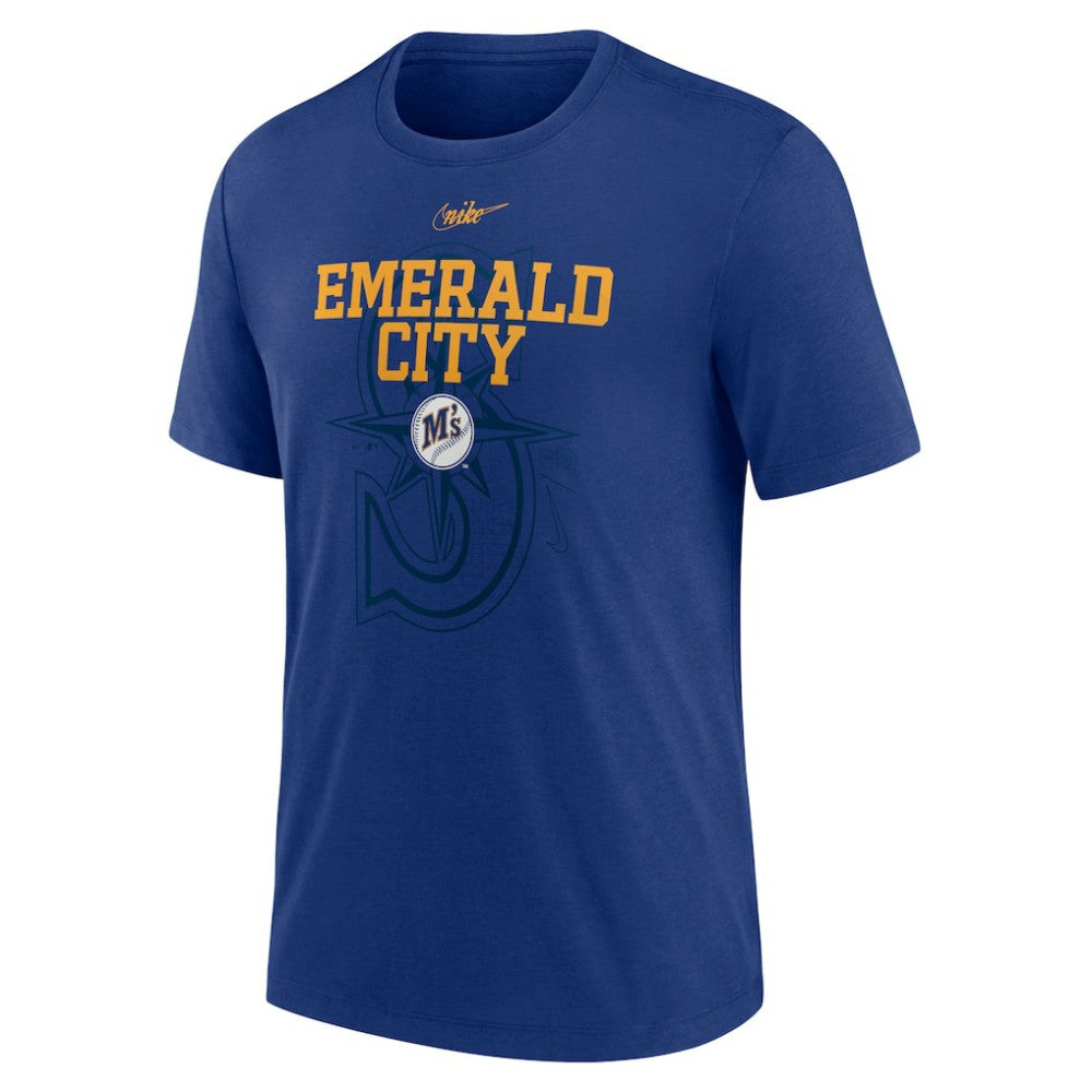 Seattle Mariners Nike Rewind Retro Tri-Blend T-Shirt - Royal - Nike Lifestyle