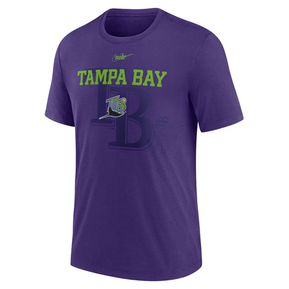 Tampa Bay Rays Nike Rewind Retro Tri-Blend T-Shirt - Purple - Nike Sale