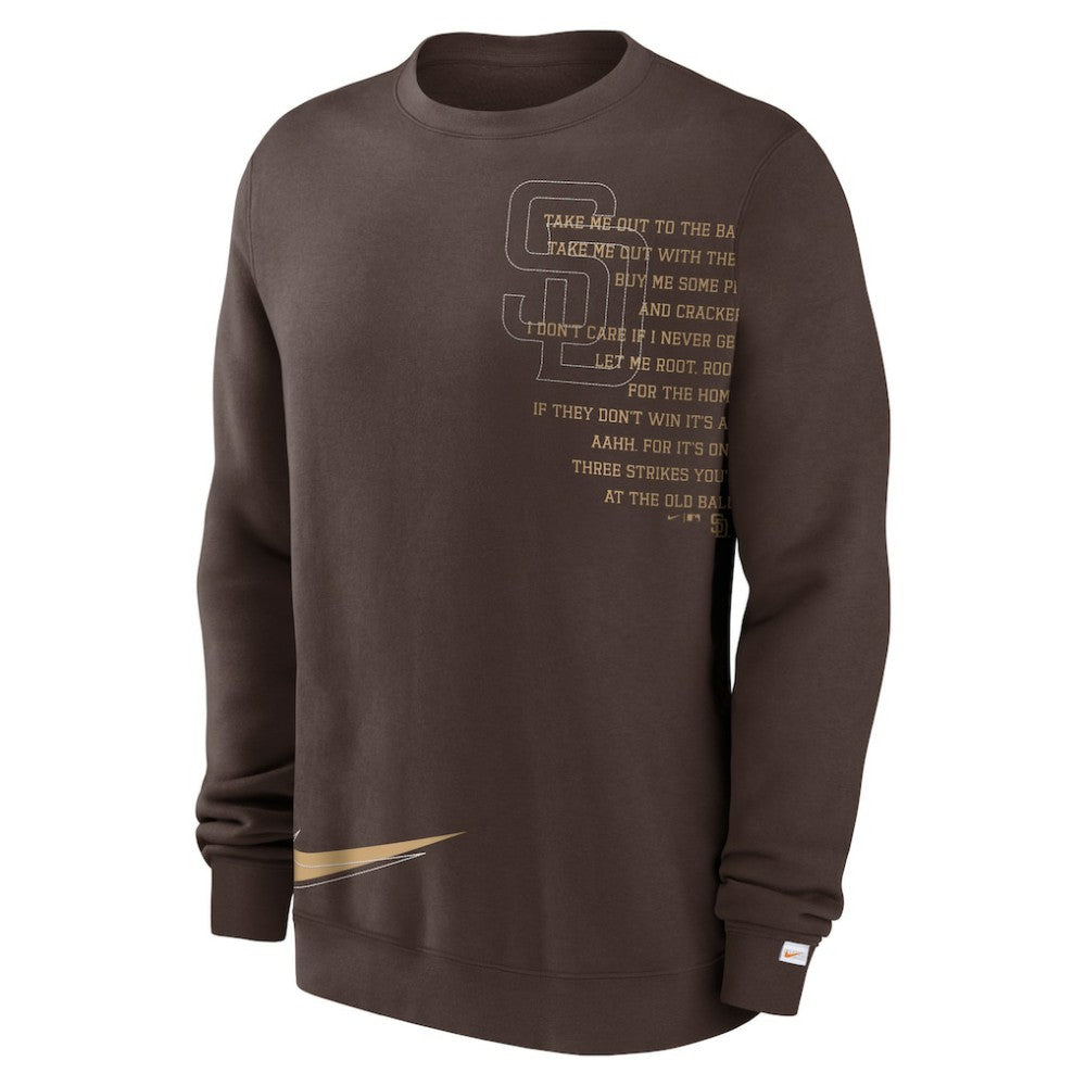 San Diego Padres Nike Statement Ball Game Fleece Pullover Sweatshirt - Brown - Nike Lifestyle