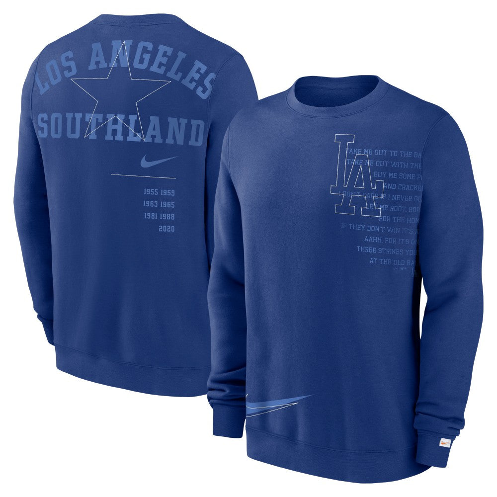 Los Angeles Dodgers Nike Statement Ball Game Fleece Pullover Sweatshirt - Royal - Nike Lifestyle