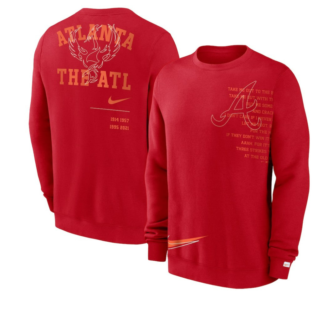Atlanta Braves Nike Statement Ball Game Fleece Pullover Sweatshirt - Red - Nike on Sale