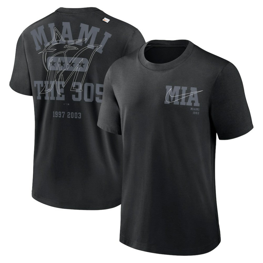 Miami Marlins Nike Statement Game Over T-Shirt - Black - Nike Discount