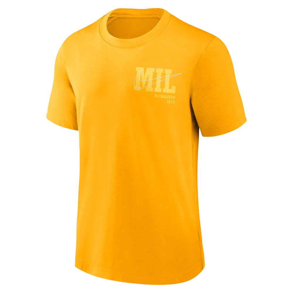 Milwaukee Brewers Nike Statement Game Over T-Shirt - Gold - Nike Sale