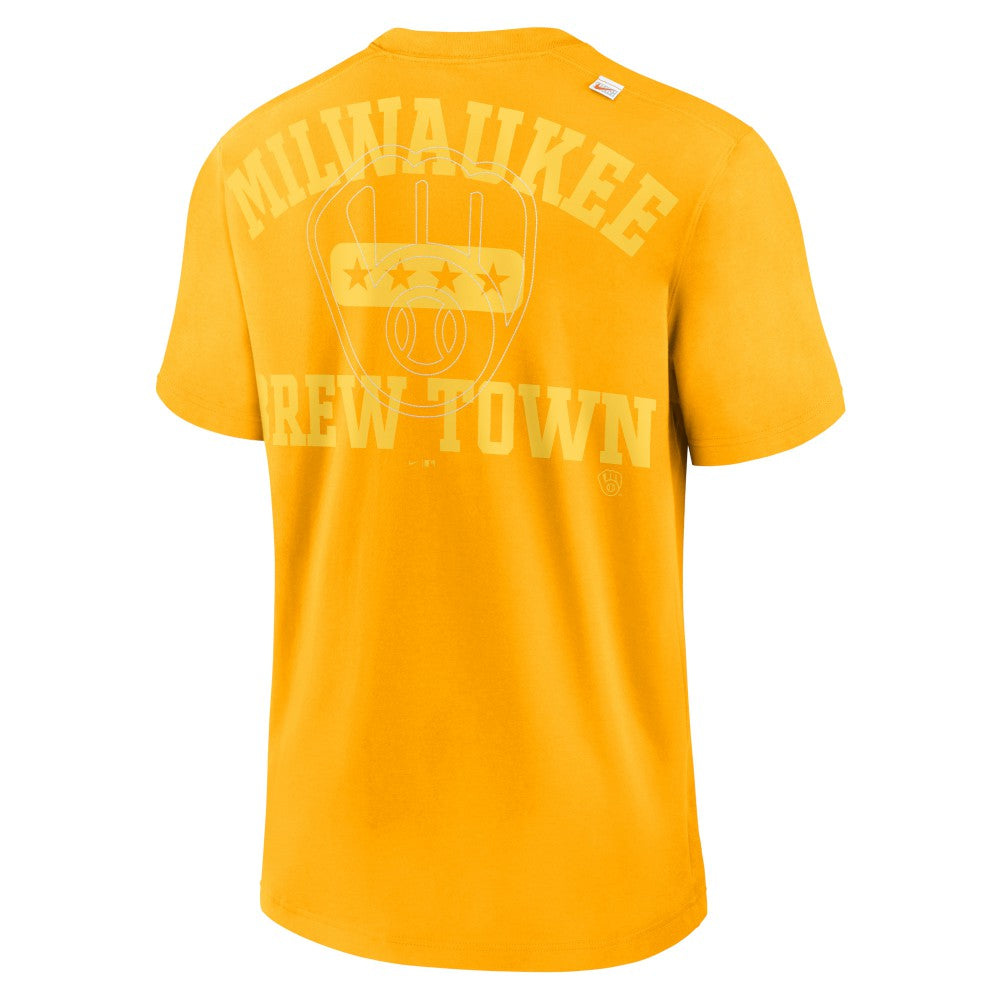 Milwaukee Brewers Nike Statement Game Over T-Shirt - Gold - Nike Sale