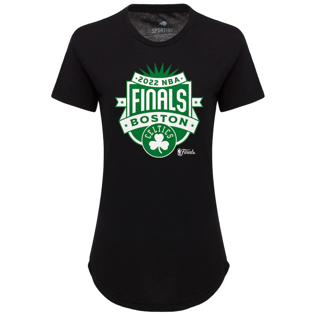 Boston Celtics Sportiqe Women's 2022 NBA Finals Crest Phoebe T-Shirt Black