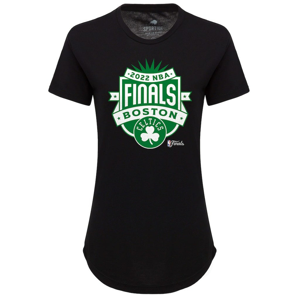 Boston Celtics Sportiqe Women's 2022 NBA Finals Crest Phoebe T-Shirt Black