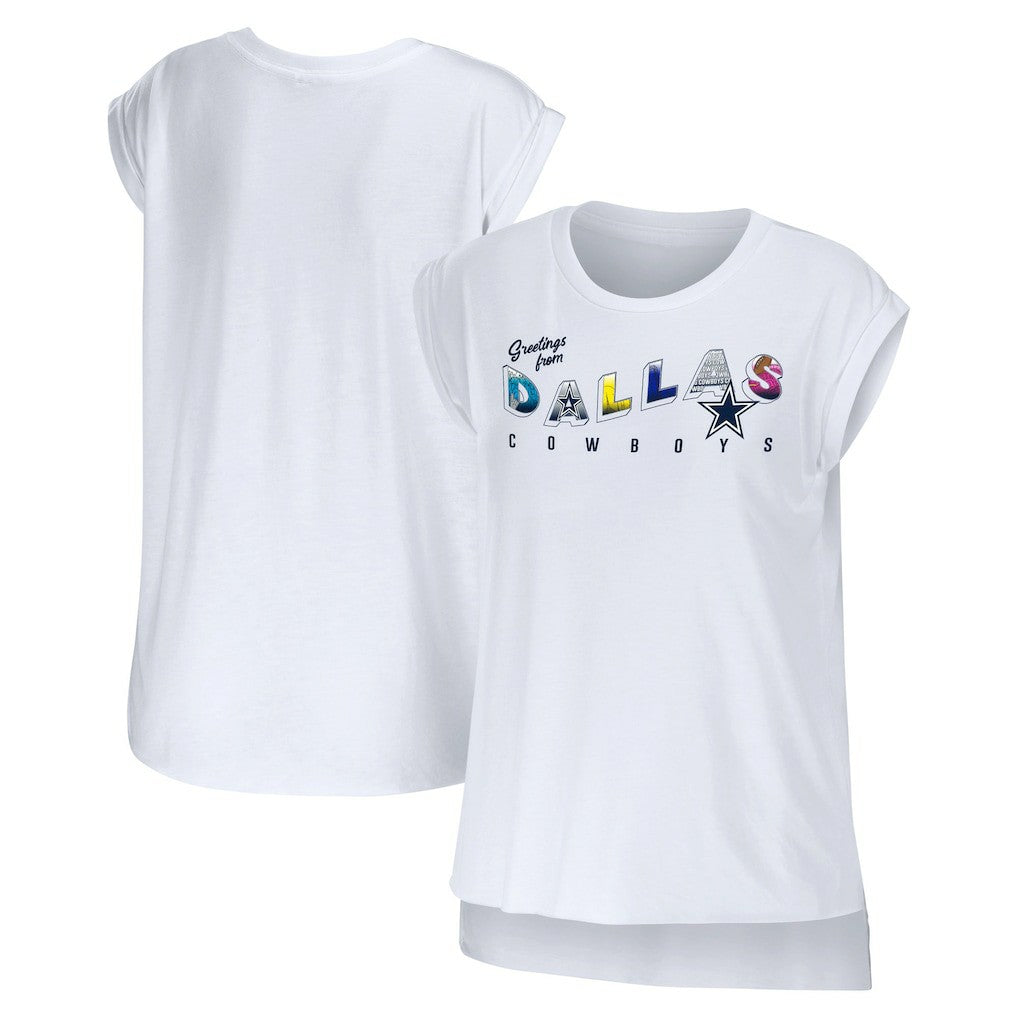 Dallas Cowboys WEAR by Erin Andrews Women's Greetings From Muscle T-Shirt White