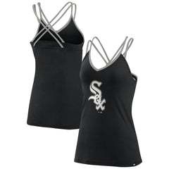 Chicago White Sox Fanatics Women's Barrel It Up Cross Back V-Neck Tank Top - Black - Fanatics Discount