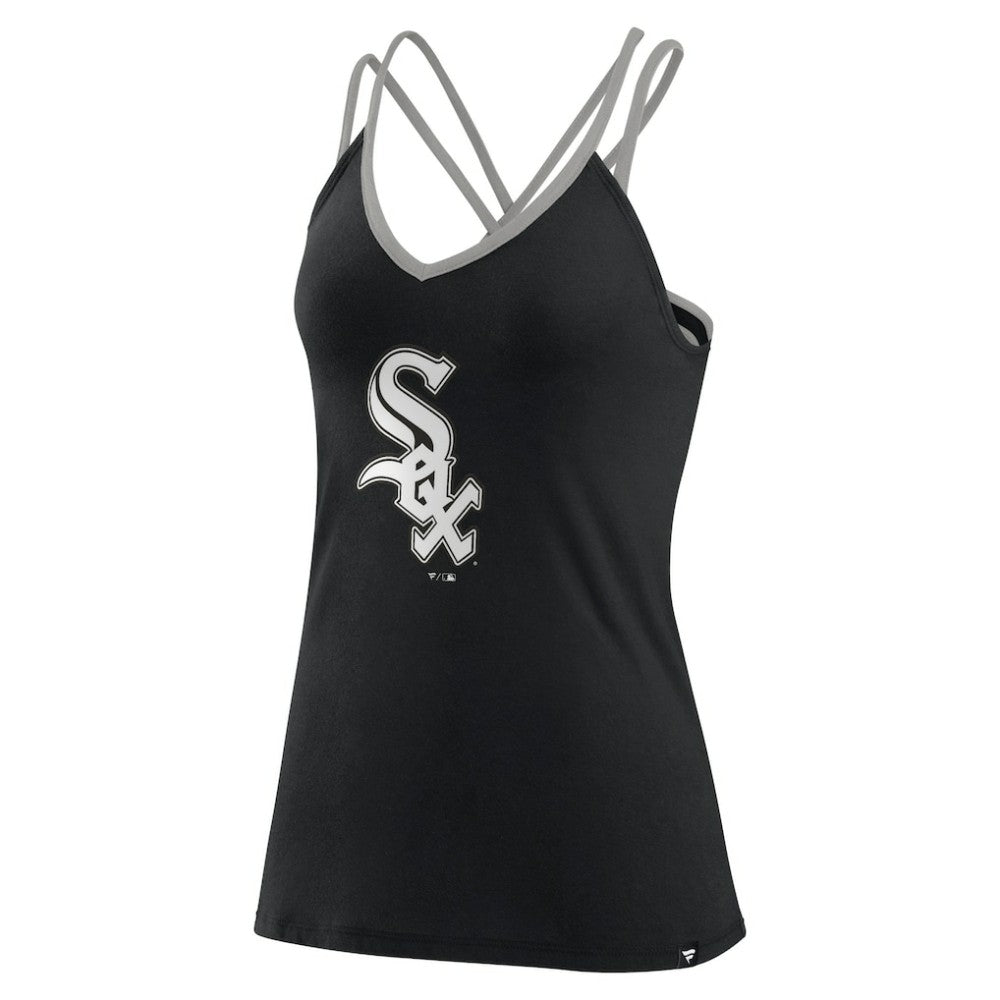 Chicago White Sox Fanatics Women's Barrel It Up Cross Back V-Neck Tank Top - Black - Fanatics Discount