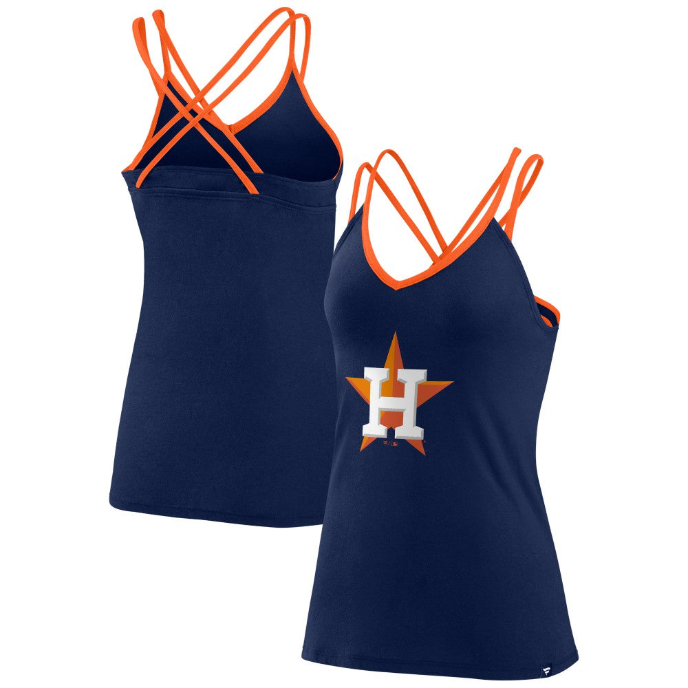 Houston Astros Fanatics Women's Barrel It Up Cross Back V-Neck Tank Top - Navy - Fanatics Discount