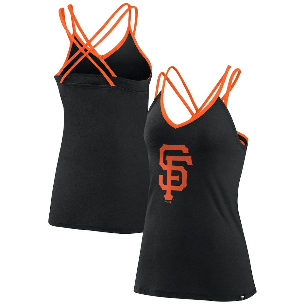 San Francisco Giants Fanatics Women's Barrel It Up Cross Back V-Neck Tank Top - Black - Fanatics Discount