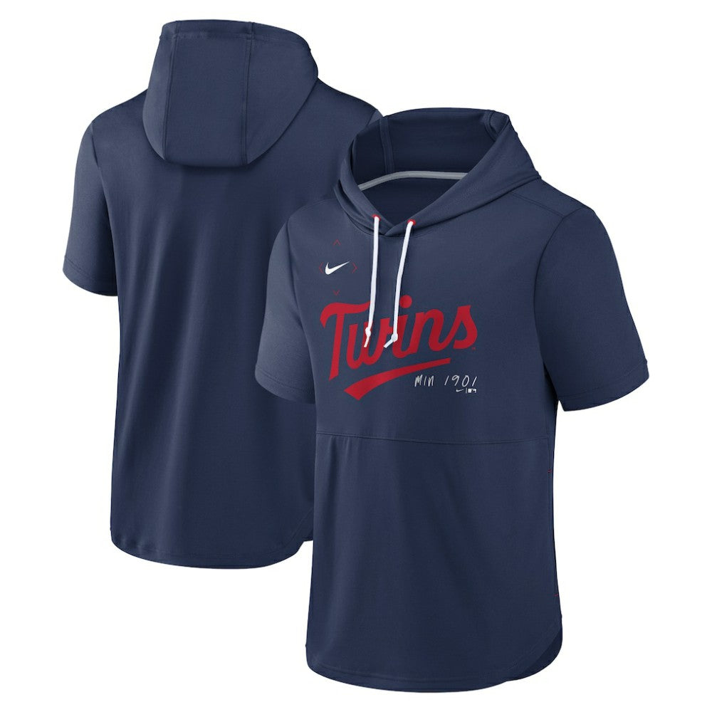 Minnesota Twins Nike Springer Short Sleeve Team Pullover Hoodie - Navy - Nike Online