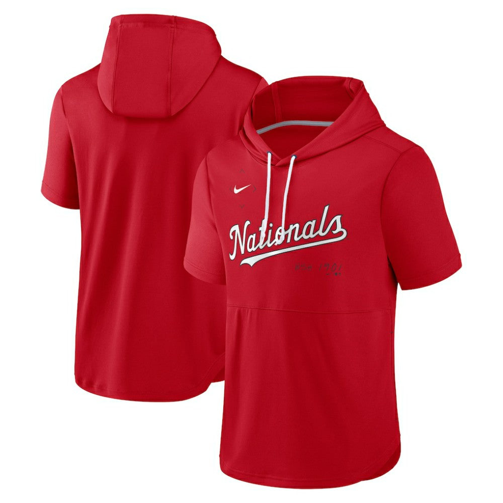 Washington Nationals Nike Springer Short Sleeve Team Pullover Hoodie - Red - Nike Online