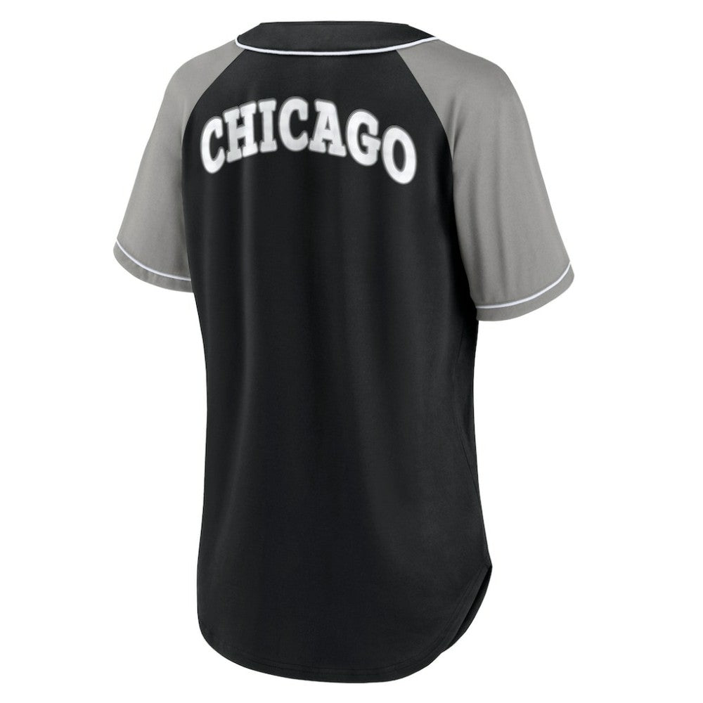 Chicago White Sox Fanatics Women's Ultimate Style Raglan V-Neck T-Shirt - Black - Fanatics Sale