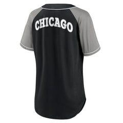 Chicago White Sox Fanatics Women's Ultimate Style Raglan V-Neck T-Shirt - Black - Fanatics Sale