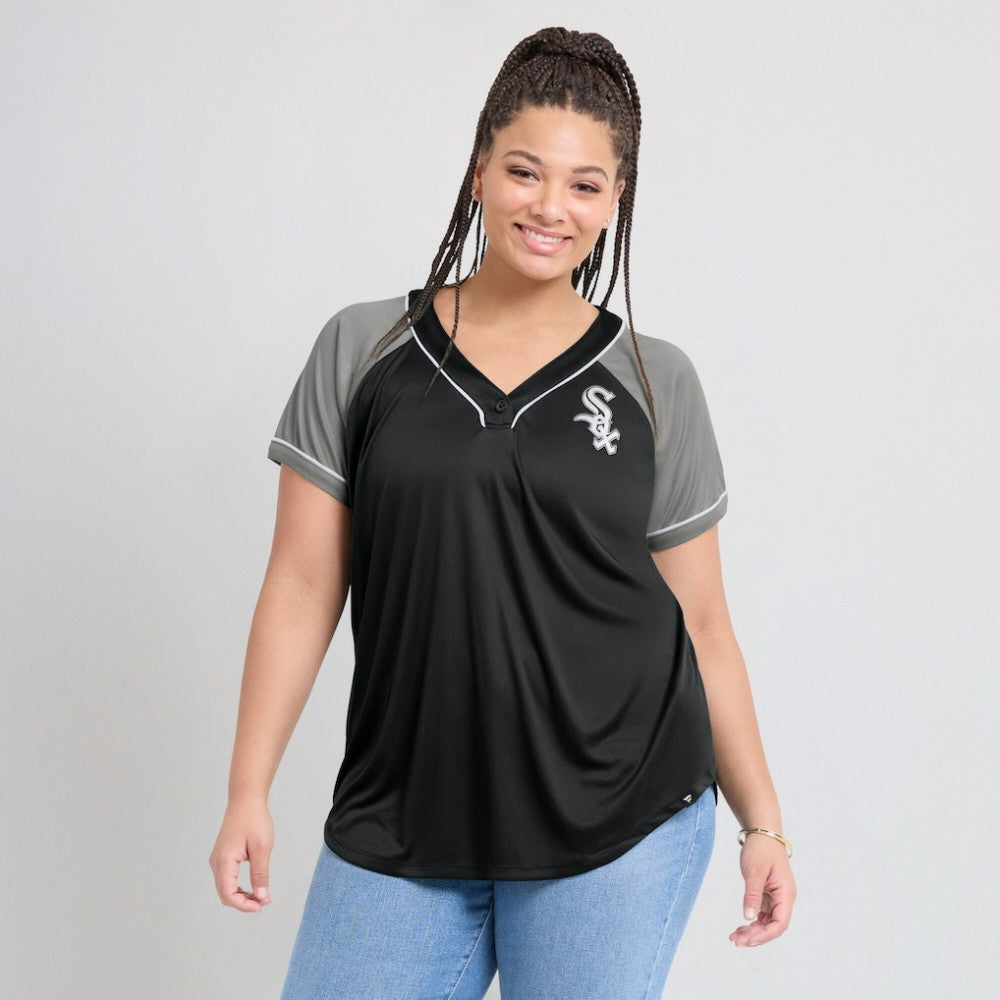 Chicago White Sox Fanatics Women's Ultimate Style Raglan V-Neck T-Shirt - Black - Fanatics Sale