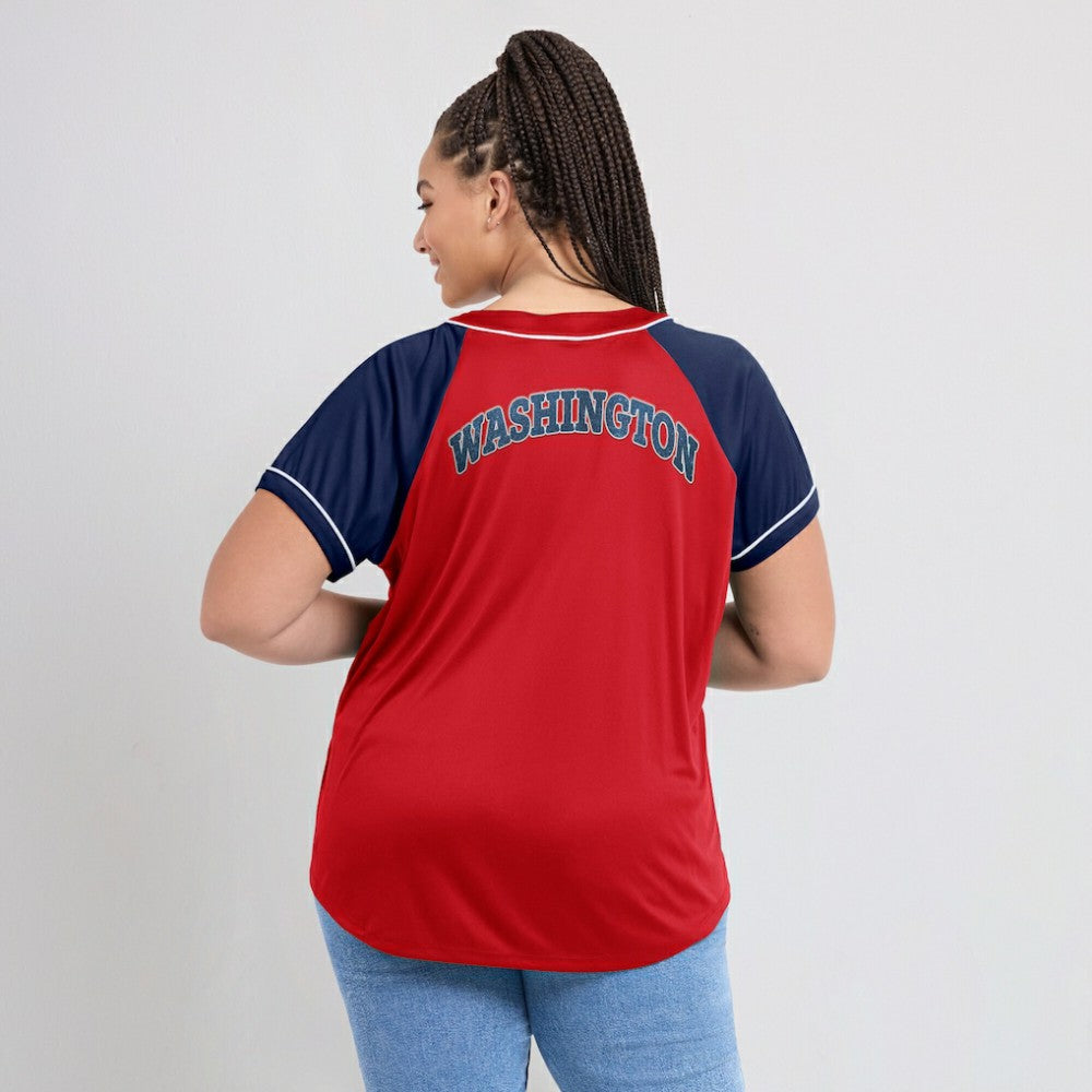 Washington Nationals Fanatics Women's Ultimate Style Raglan V-Neck T-Shirt - Red - Fanatics Discount