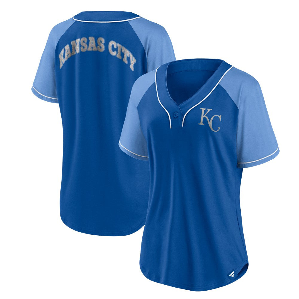 Kansas City Royals Fanatics Women's Ultimate Style Raglan V-Neck T-Shirt - Royal - Fanatics Discount