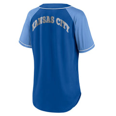 Kansas City Royals Fanatics Women's Ultimate Style Raglan V-Neck T-Shirt - Royal - Fanatics Discount