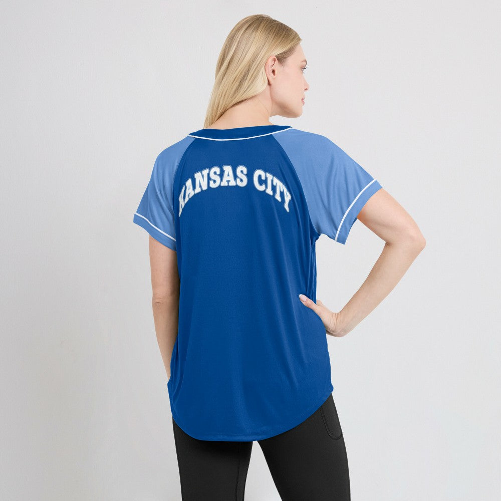 Kansas City Royals Fanatics Women's Ultimate Style Raglan V-Neck T-Shirt - Royal - Fanatics Discount