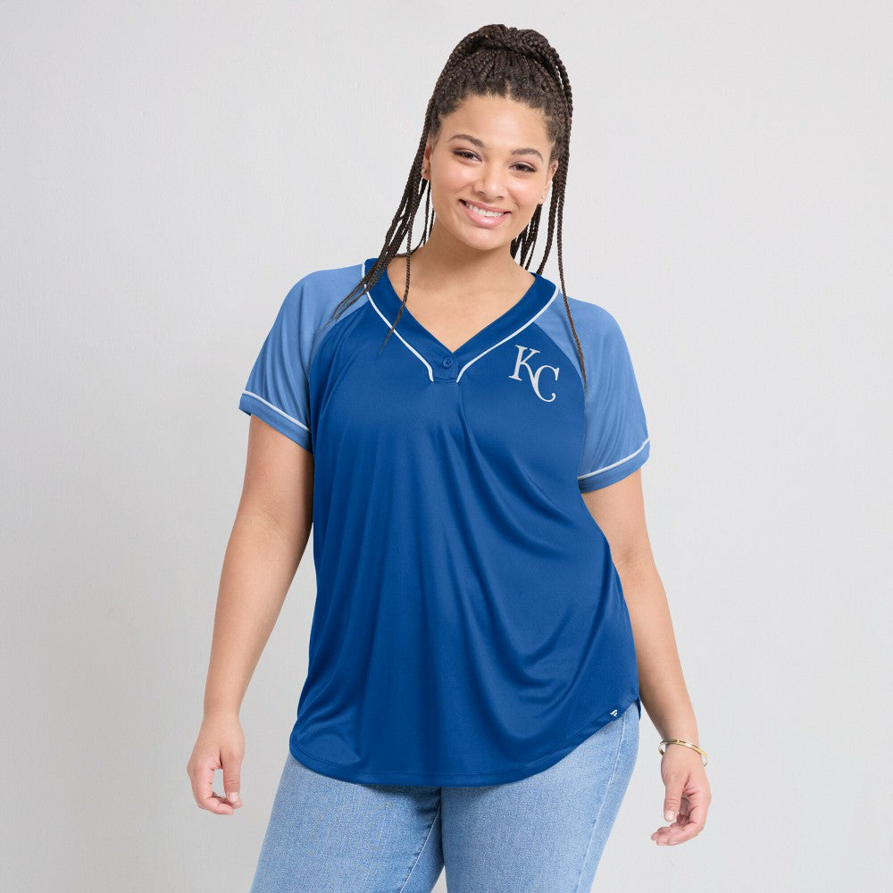 Kansas City Royals Fanatics Women's Ultimate Style Raglan V-Neck T-Shirt - Royal - Fanatics Discount
