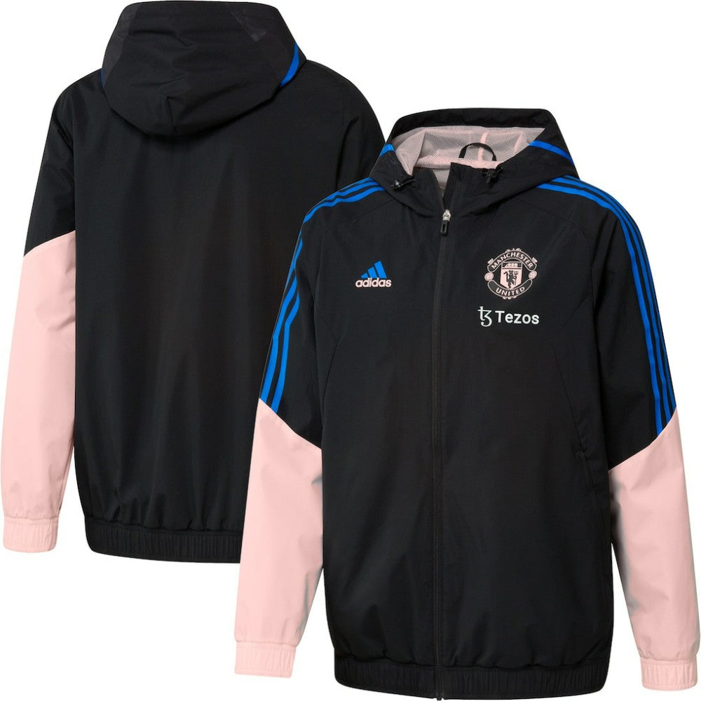 Manchester United Training All-Weather Raglan Full-Zip Hoodie Jacket Black - Adidas cheap