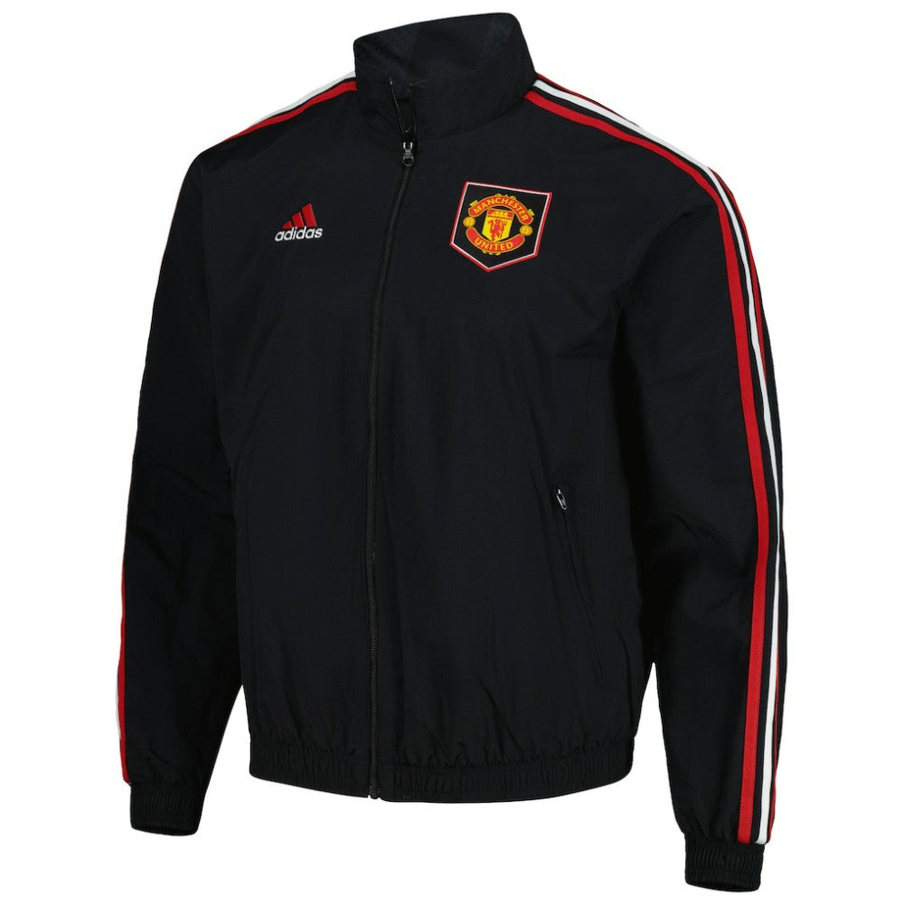 Manchester United 2022/23 On-Field Team Logo Anthem Reversible Full-Zip Jacket Black - Adidas