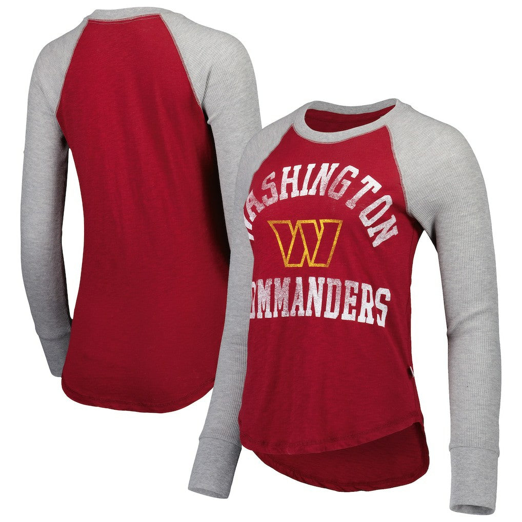 Washington Commanders Touch Women's Waffle Raglan Lightweight Long Sleeve T-Shirt Burgundy