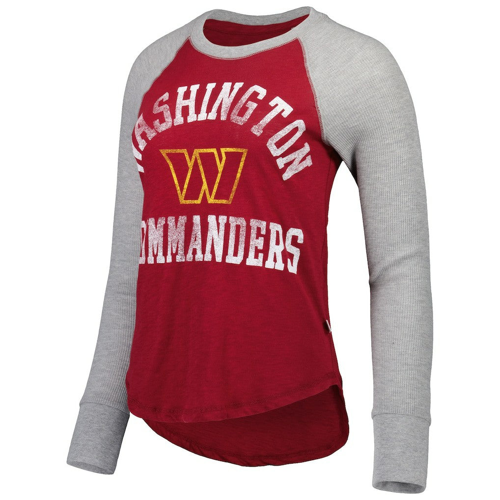 Washington Commanders Touch Women's Waffle Raglan Lightweight Long Sleeve T-Shirt Burgundy
