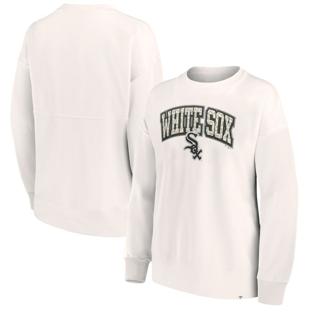 Chicago White Sox Fanatics Women's Leopard Pullover Sweatshirt - Cream - Fanatics Sale
