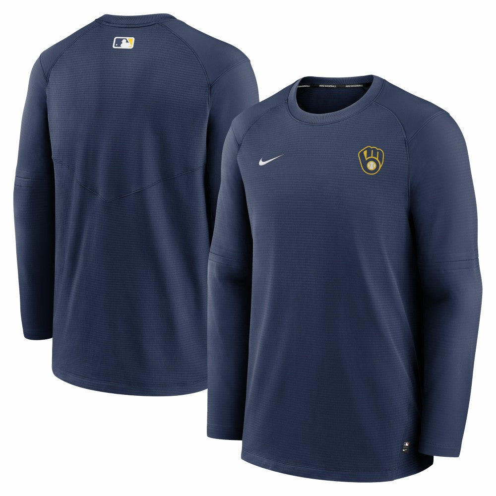 Milwaukee Brewers Nike Authentic Collection Logo Performance Long Sleeve T-Shirt - Navy - Nike Sale