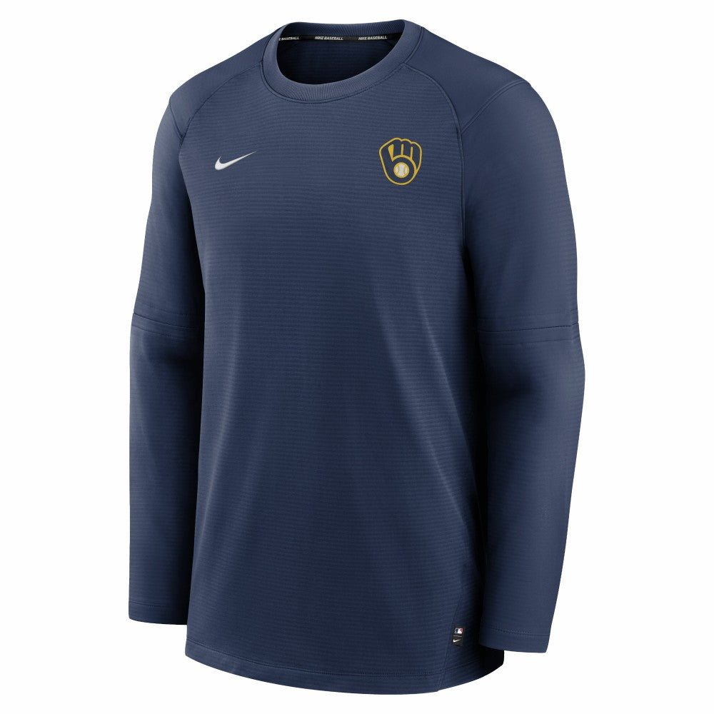 Milwaukee Brewers Nike Authentic Collection Logo Performance Long Sleeve T-Shirt - Navy - Nike Sale