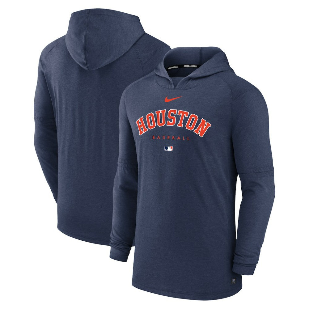 Houston Astros Nike Authentic Collection Lightweight Dri-FIT Hooded Pullover - Heather Navy - Nike Lifestyle