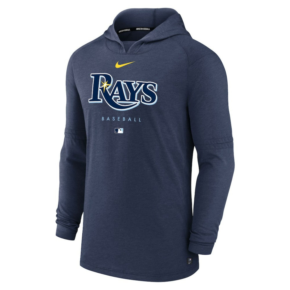 Tampa Bay Rays Nike Authentic Collection Lightweight Dri-FIT Hooded Pullover - Heather Navy - Nike on Sale