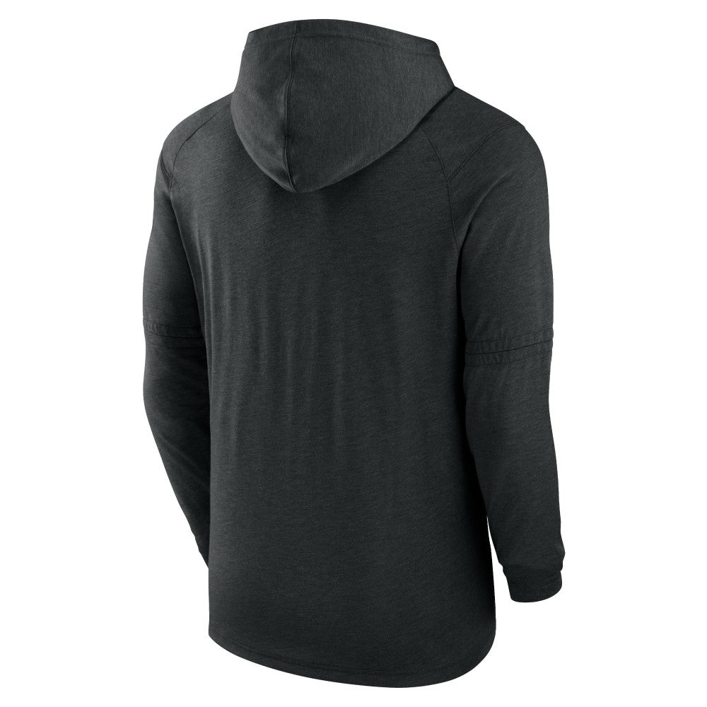 Miami Marlins Nike Authentic Collection Lightweight Dri-FIT Hooded Pullover - Heather Black - Nike Lifestyle