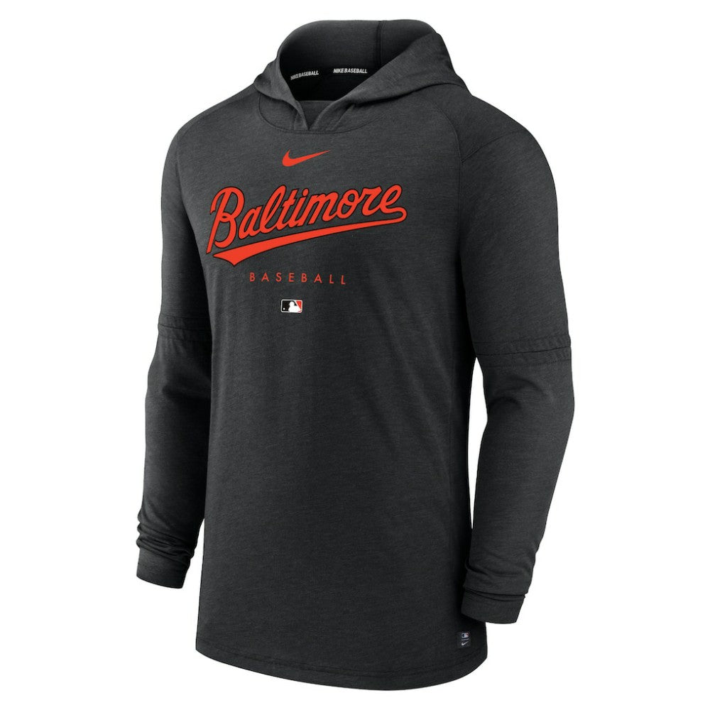 Baltimore Orioles Nike Authentic Collection Lightweight Dri-FIT Hooded Pullover - Heather Black - Nike Sale
