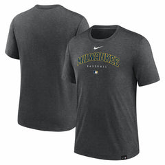 Milwaukee Brewers Nike Authentic Collection Early Work Tri-Blend Performance T-Shirt - Heather Charcoal - Nike Sale